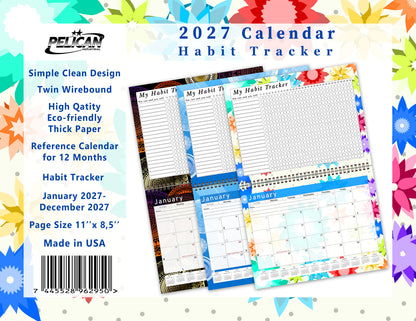 2027 Monthly Desktop/Wall Calendar/Planner - Habit Tracker - (Edition #01)