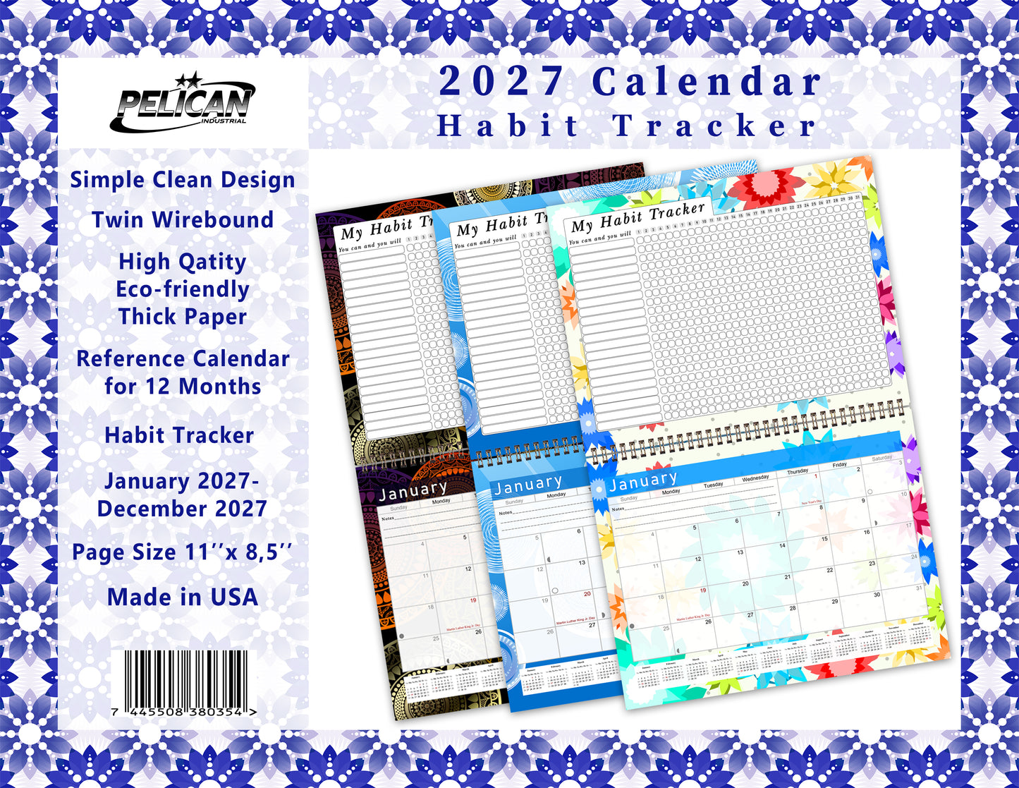 2027 Monthly Desktop/Wall Calendar/Planner - Habit Tracker - (Edition #17)