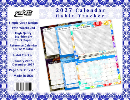 2027 Monthly Desktop/Wall Calendar/Planner - Habit Tracker - (Edition #17)