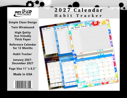 2027 Monthly Desktop/Wall Calendar/Planner - Habit Tracker - (Edition #15)