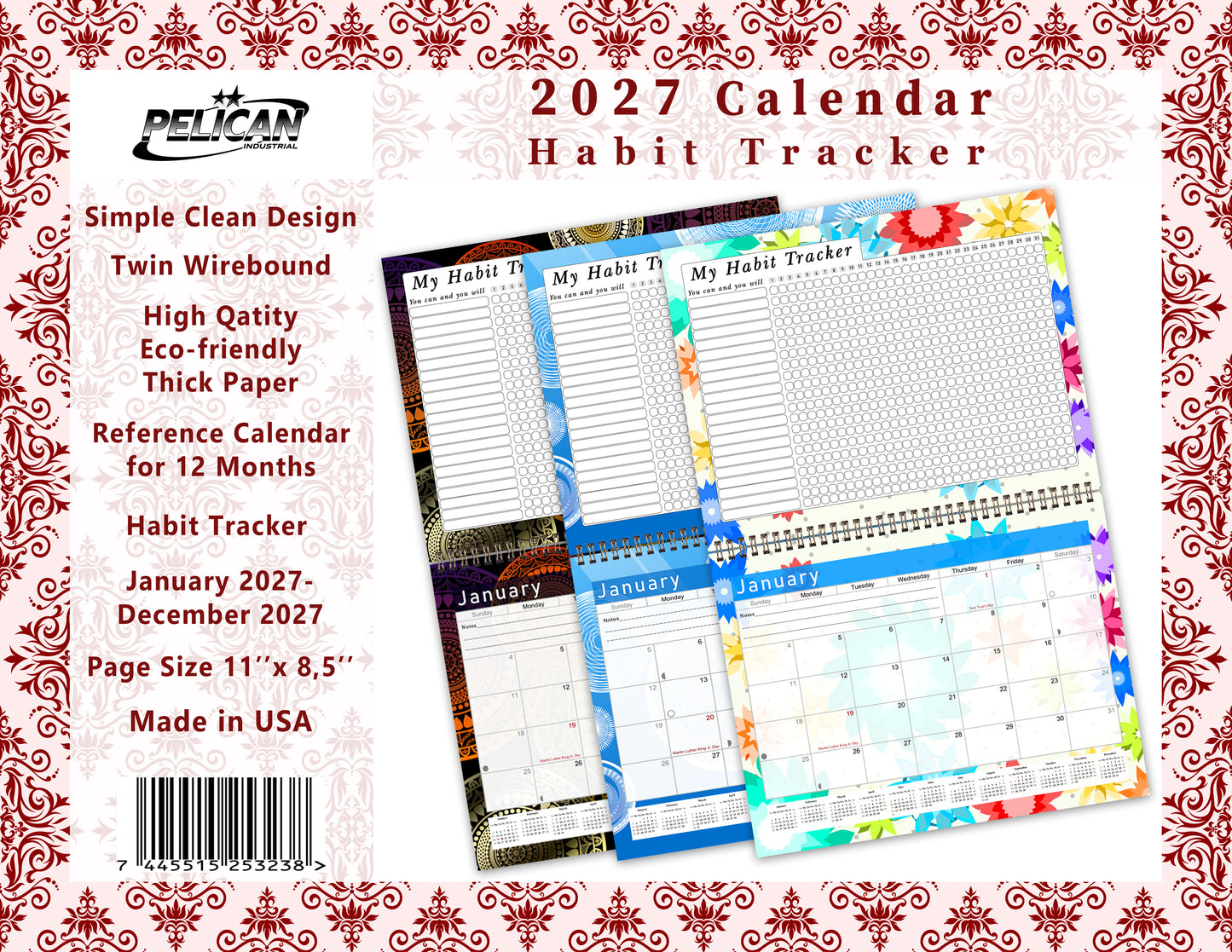 2027 Monthly Desktop/Wall Calendar/Planner - Habit Tracker - (Edition #05)
