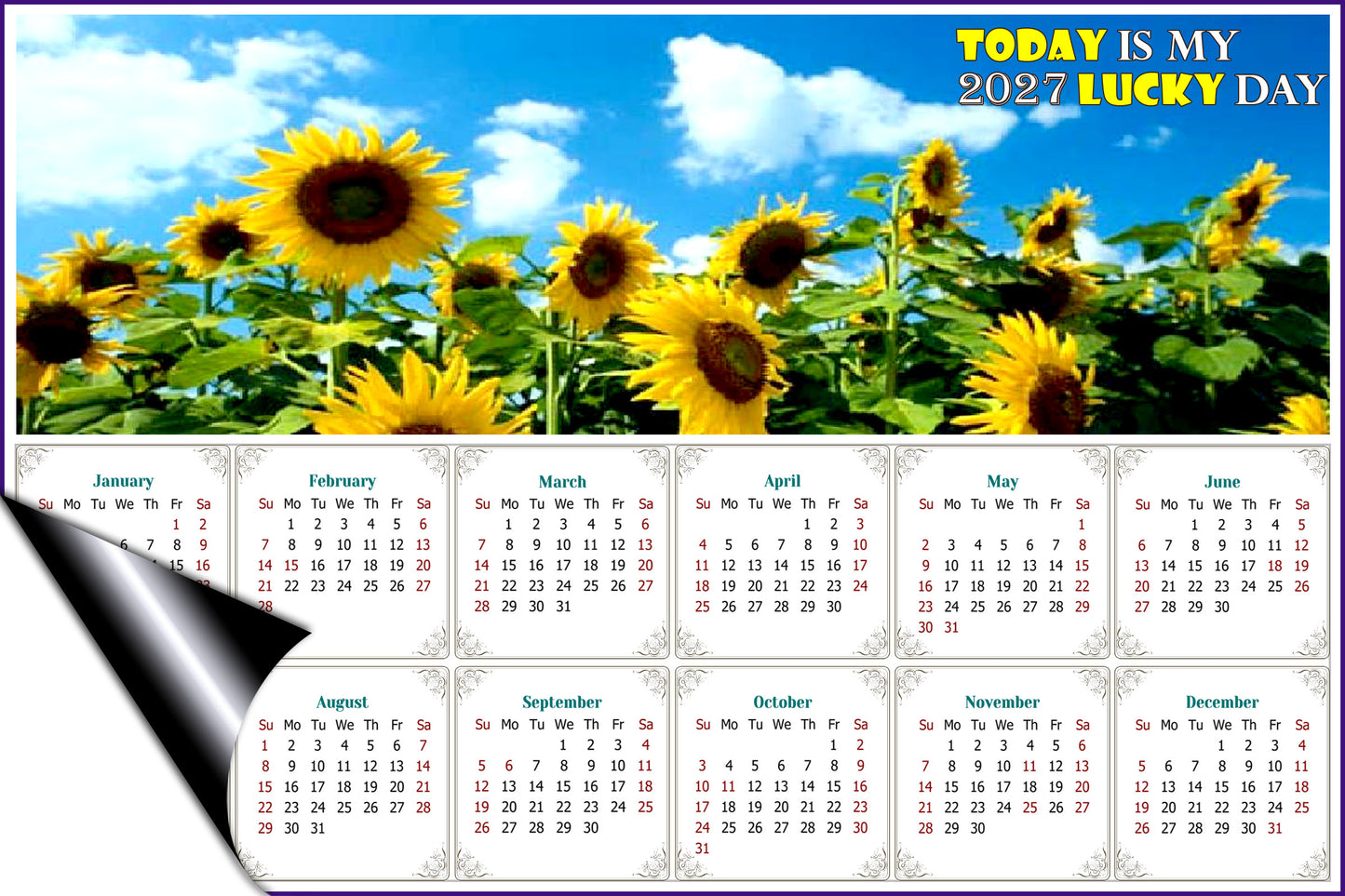 2027 Magnetic Calendar - Calendar Magnets - Today is my Lucky Day - Edition #34