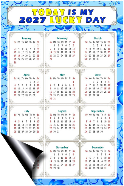 2027 Magnetic Calendar - Calendar Magnets - Today is my Lucky Day - (Fade, Tear, and Water Resistant) - Themed 041
