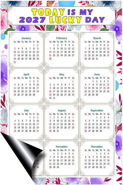 2027 Magnetic Calendar - Calendar Magnets - Today is my Lucky Day - (Fade, Tear, and Water Resistant) - Themed 017