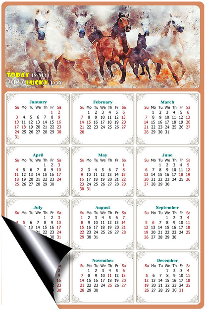 2027 Magnetic Calendar - Calendar Magnets - Today is my Lucky Day - (Fade, Tear, and Water Resistant) - Horses Themed 09