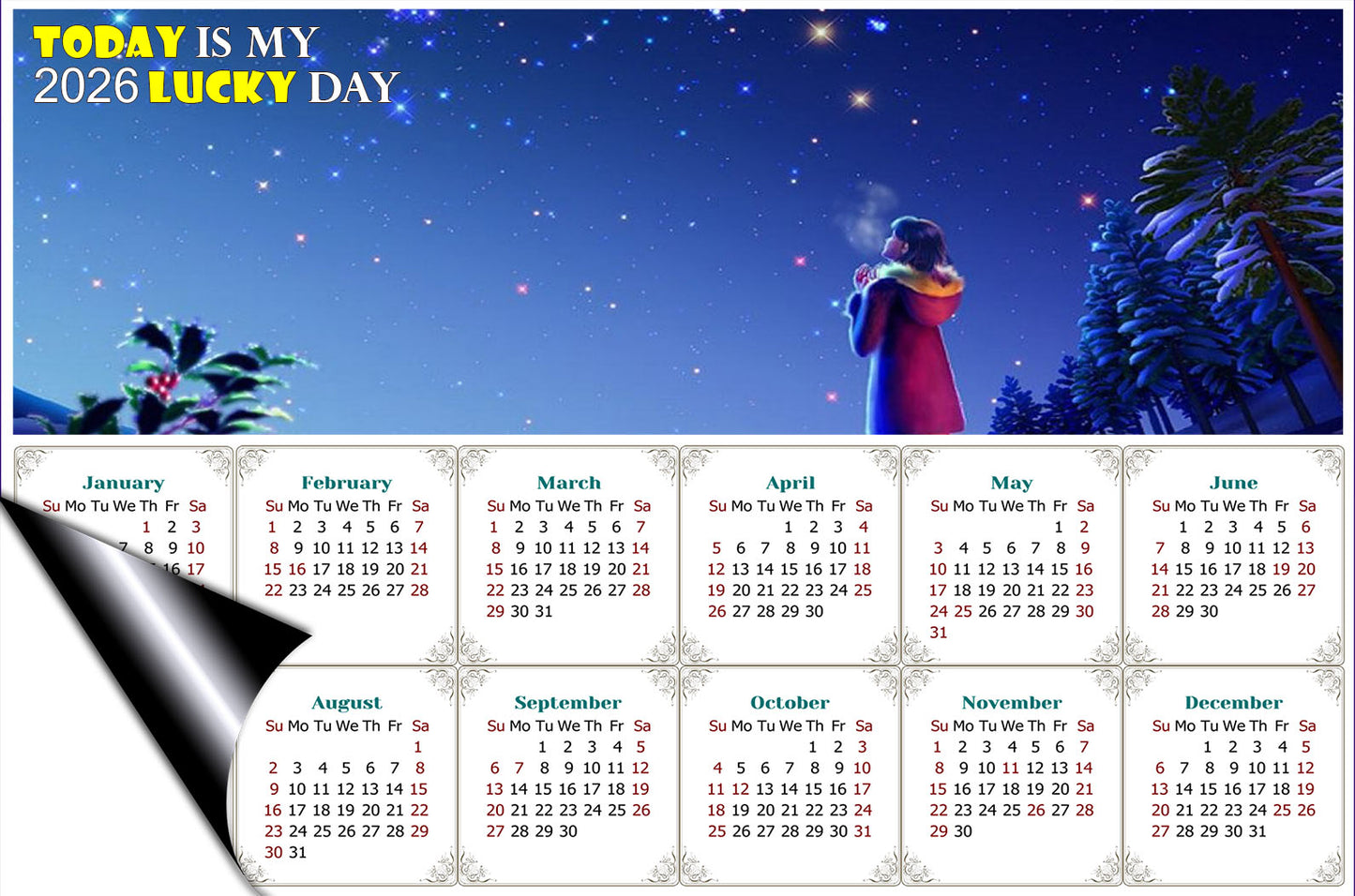 2026 Magnetic Calendar - Calendar Magnets - Today is my Lucky Day - Edition #28