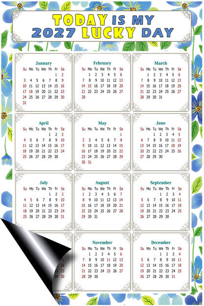 2027 Magnetic Calendar - Calendar Magnets - Today is my Lucky Day - (Fade, Tear, and Water Resistant) - Themed 014