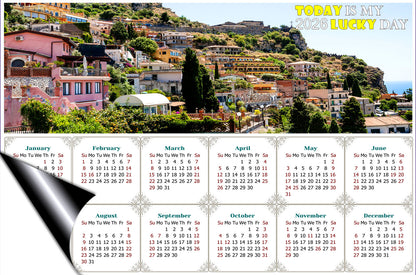 2026 Magnetic Calendar - Calendar Magnets - Today is my Lucky Day (Italy - Taormina Cityscape)