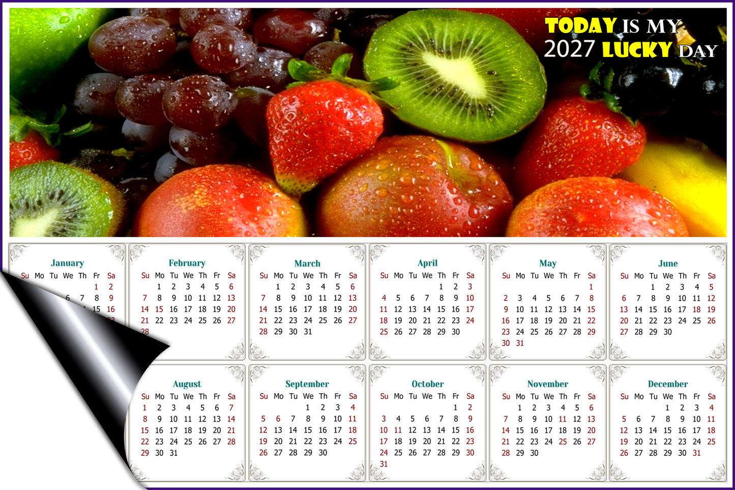 2027 Magnetic Calendar - Calendar Magnets - Today is my Lucky Day - Edition #40