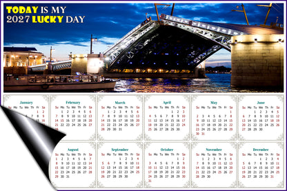 2027 Magnetic Calendar - Calendar Magnets - Today is my Lucky Day (Night shooting in the city of St. Petersburg)