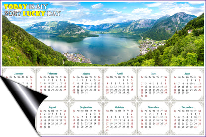 2027 Magnetic Calendar - Calendar Magnets - Today is my Lucky Day (Hallstatt mountain village, Salzkammergut, Austria)