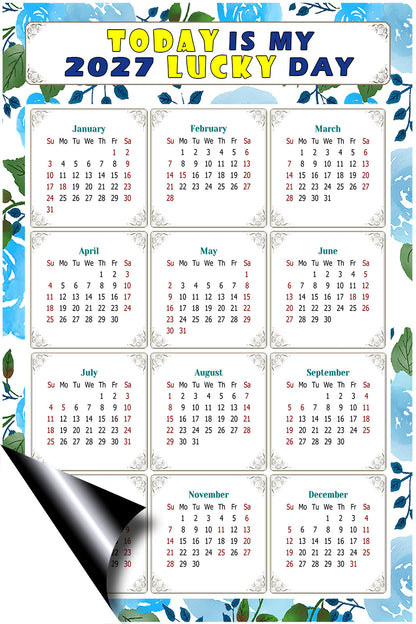 2027 Magnetic Calendar - Calendar Magnets - Today is my Lucky Day - (Fade, Tear, and Water Resistant) - Themed 013