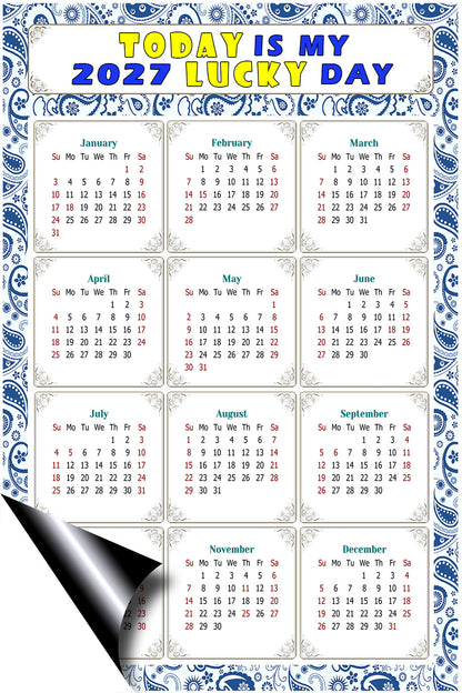 2027 Magnetic Calendar - Calendar Magnets - Today is my Lucky Day - (Fade, Tear, and Water Resistant) - Themed 044