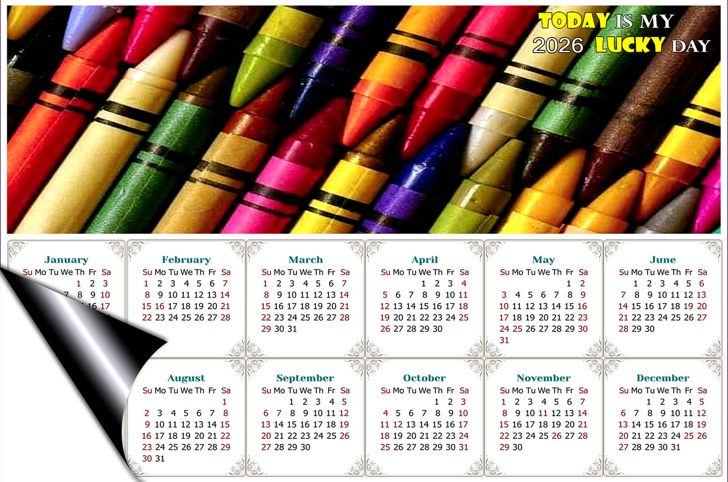 2026 Magnetic Calendar - Calendar Magnets - Today is my Lucky Day - Edition #42