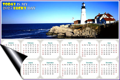 2027 Magnetic Calendar - Calendar Magnets - Today is My Lucky Day - (Portland Lighthouse View)