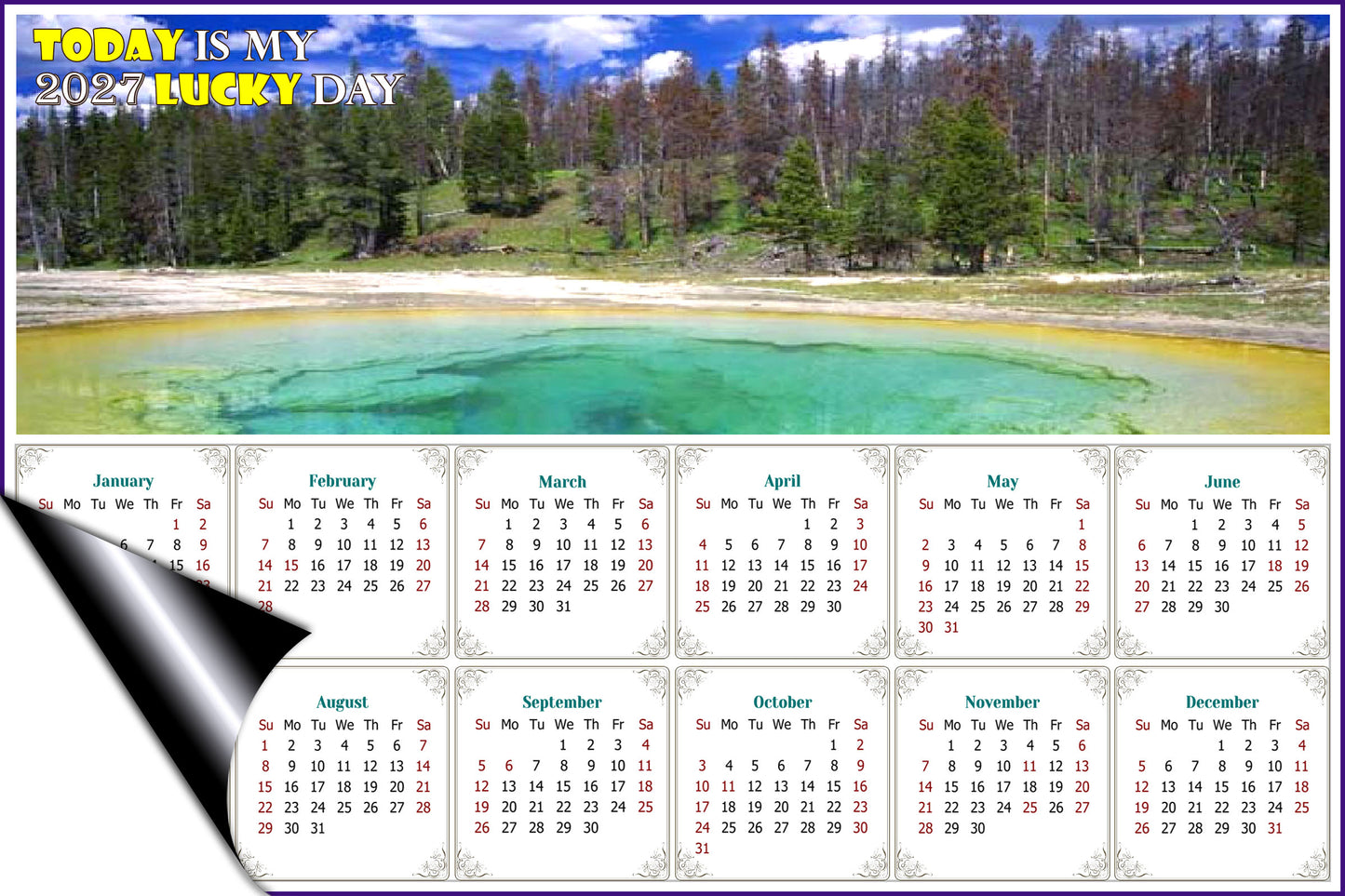 2027 Magnetic Calendar - Calendar Magnets - Today is my Lucky Day - Edition #29