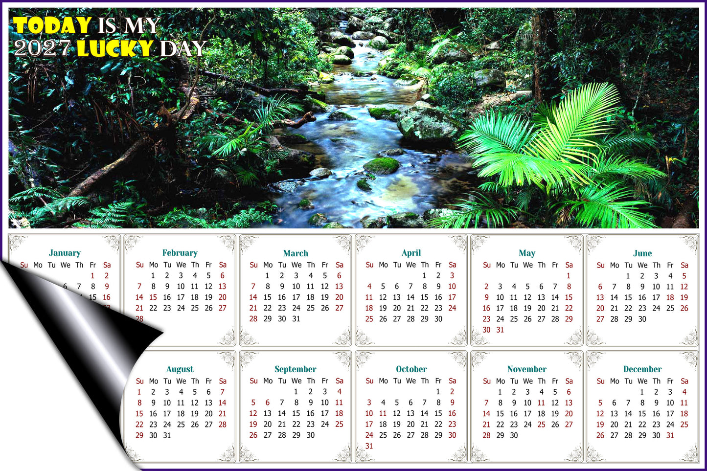 2027 Magnetic Calendar - Calendar Magnets - Today is My Lucky Day (Daintree National Park)