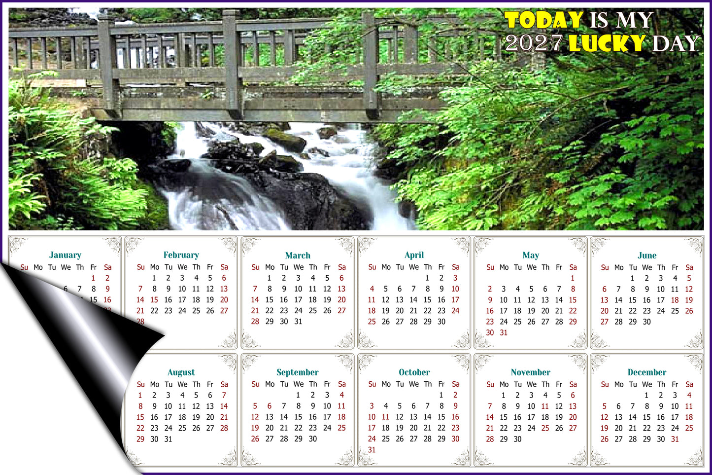 2027 Magnetic Calendar - Calendar Magnets - Today is My Lucky Day - Edition #14