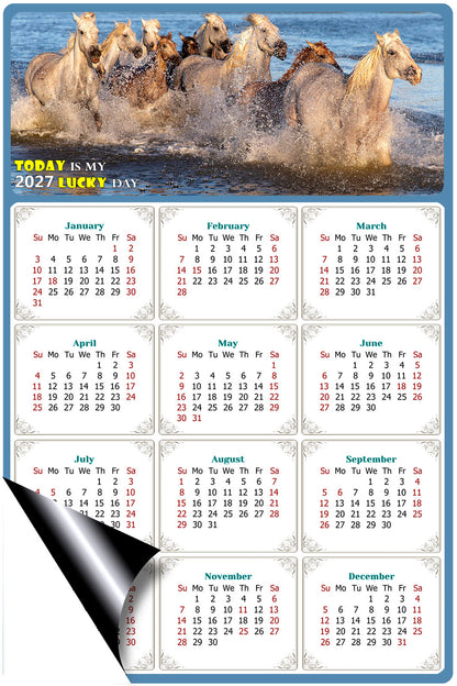 2027 Magnetic Calendar - Calendar Magnets - Today is my Lucky Day - (Fade, Tear, and Water Resistant) - Horses Themed 08