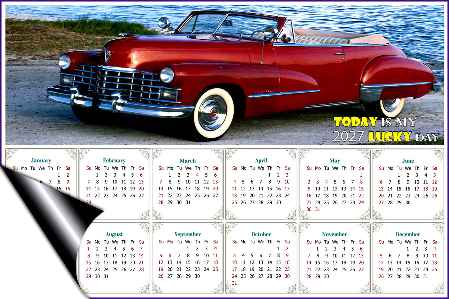 2027 Magnetic Calendar - Calendar Magnets - Today is my Lucky Day - Edition #44