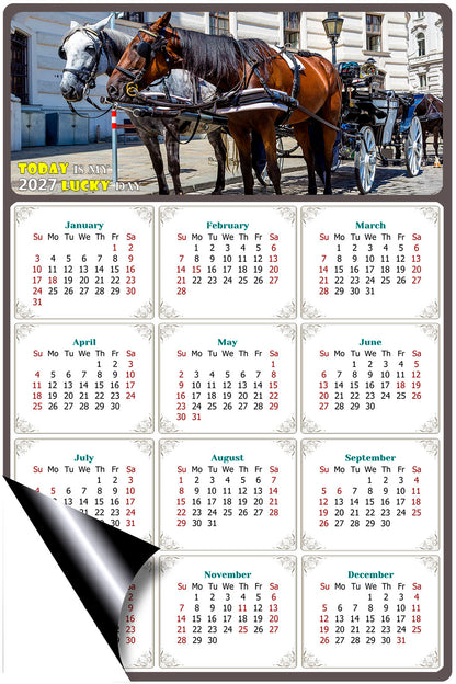 2027 Magnetic Calendar - Calendar Magnets - Today is my Lucky Day - (Fade, Tear, and Water Resistant) - Horses Themed 018