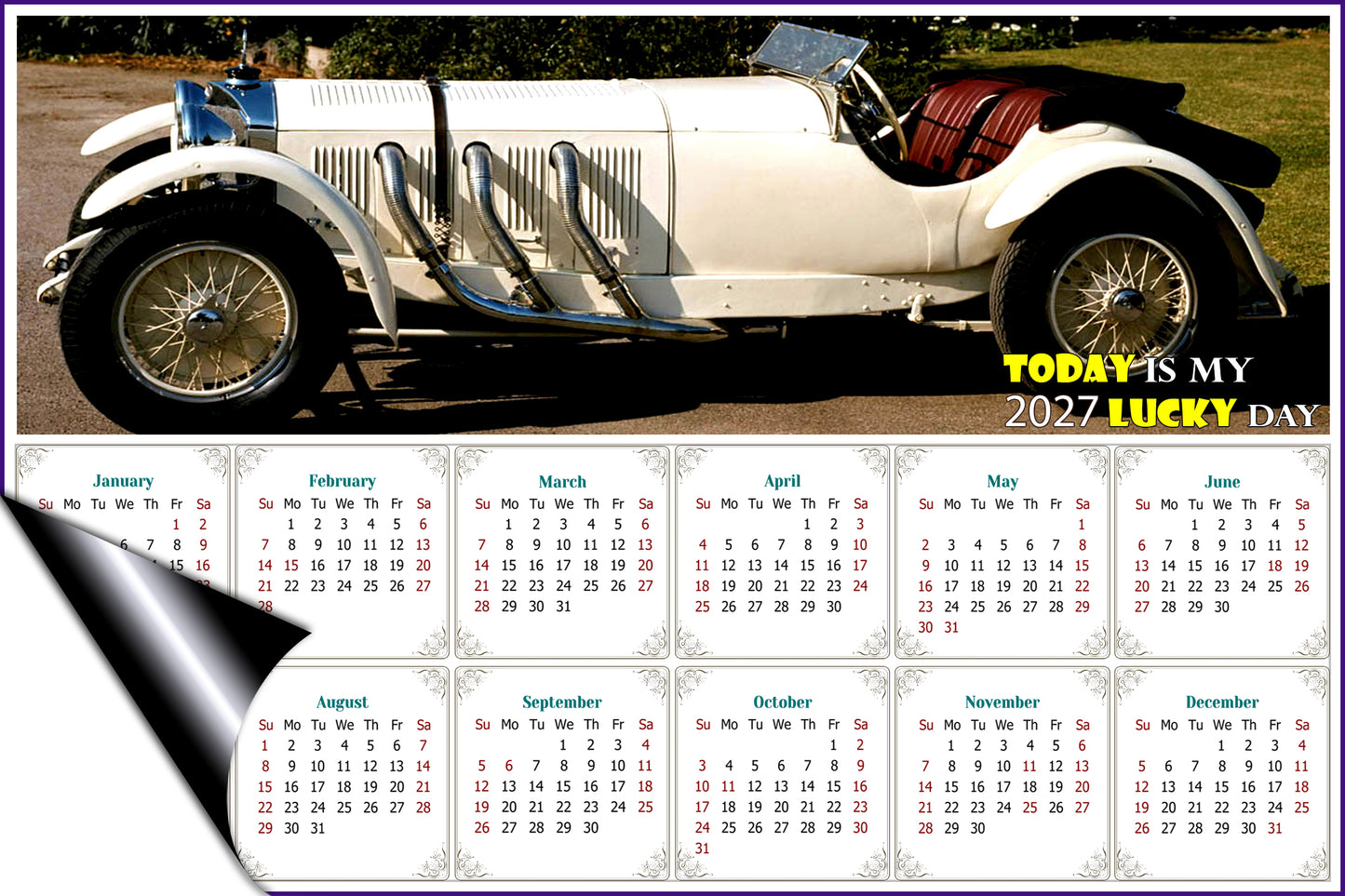 2027 Magnetic Calendar - Calendar Magnets - Today is my Lucky Day - Edition #50