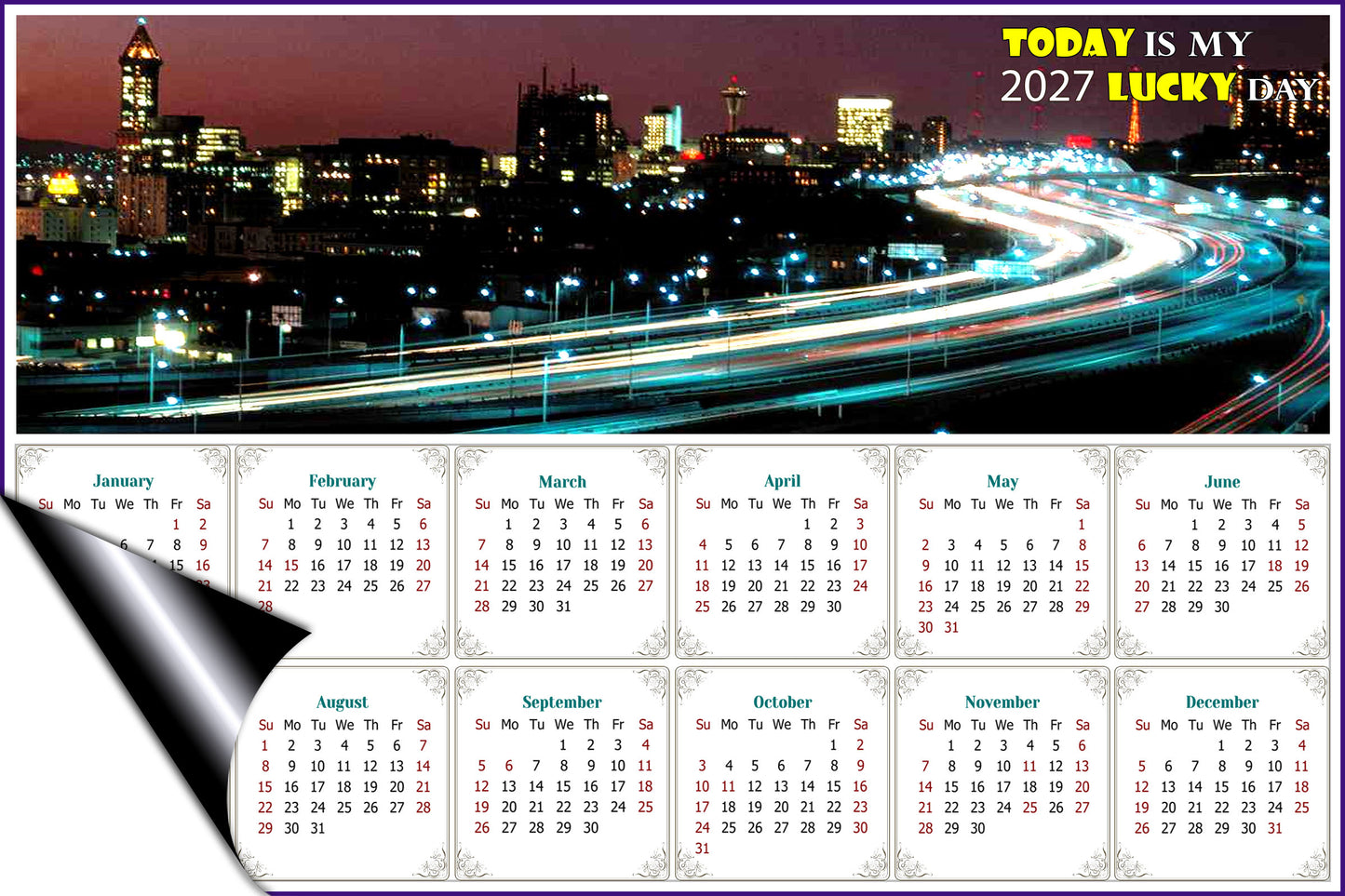 2027 Magnetic Calendar - Calendar Magnets - Today is my Lucky Day - Edition #51