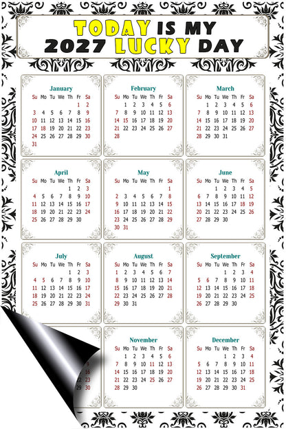 2027 Magnetic Calendar - Calendar Magnets - Today is my Lucky Day - (Fade, Tear, and Water Resistant) - Themed 039