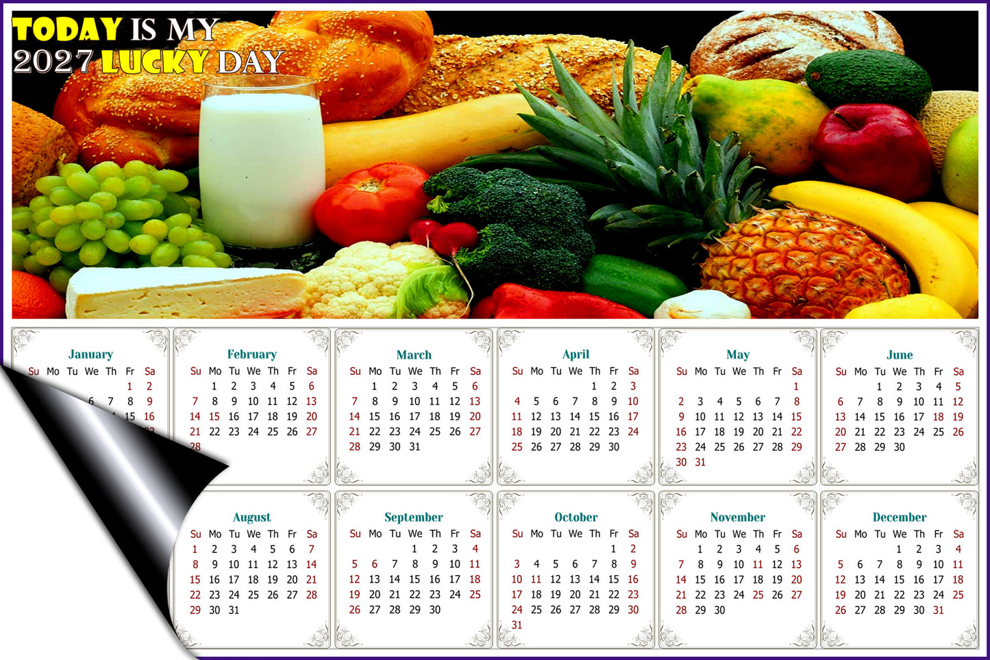 2027 Magnetic Calendar - Calendar Magnets - Today is my Lucky Day - Edition #41
