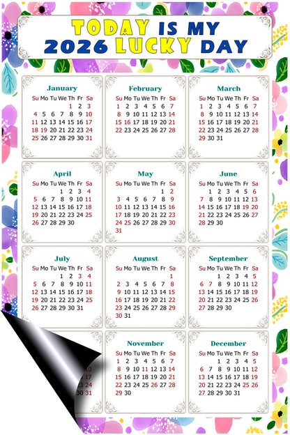 2026 Magnetic Calendar - Calendar Magnets - Today is my Lucky Day - (Fade, Tear, and Water Resistant) - Themed 015