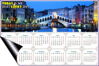 2027 Magnetic Calendar - Calendar Magnets - Today is My Lucky Day - Nightlife on The Canal