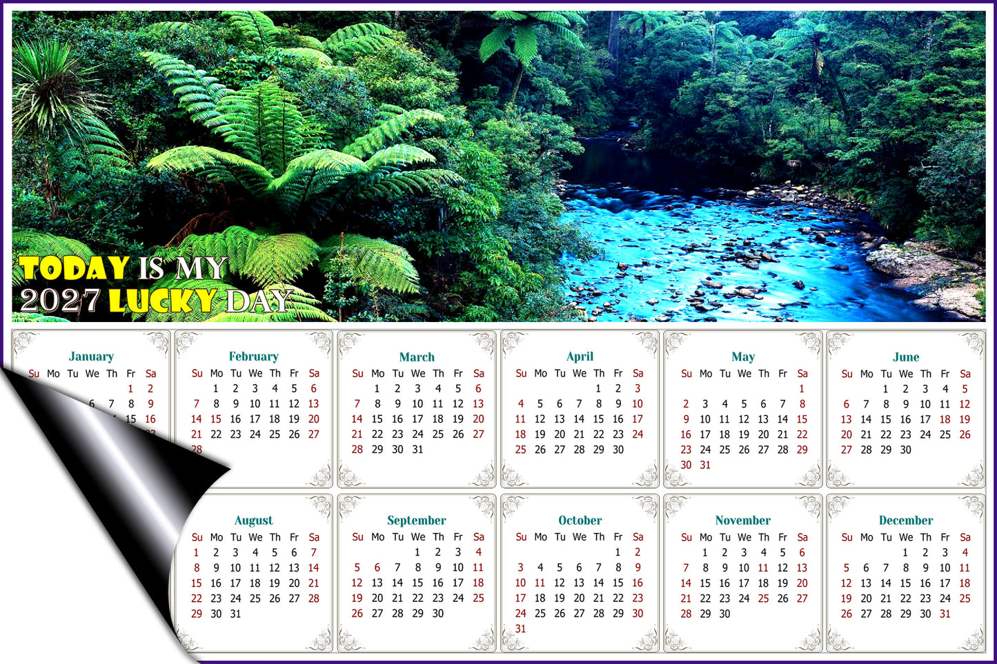 2027 Magnetic Calendar - Calendar Magnets - Today is My Lucky Day (Waipoua Kauri Reserve)