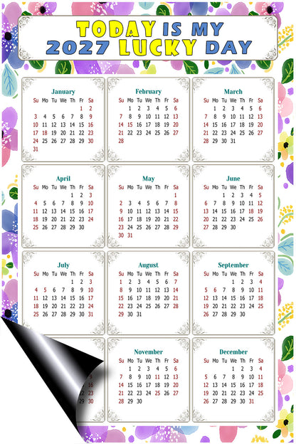 2027 Magnetic Calendar - Calendar Magnets - Today is my Lucky Day - (Fade, Tear, and Water Resistant) - Themed 015