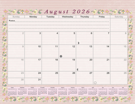 2026 - 2027 Academic Year 12 Months Student Calendar / College Planner for 3-Ring Binder, Desk or Wall -School Supplies - Made in USA -v002