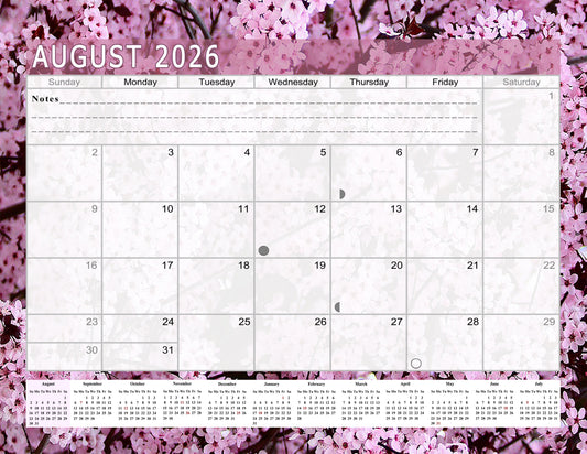 2026 - 2027 Academic Year 12 Months Student Calendar / College Planner for 3-Ring Binder, Desk or Wall -School Supplies - Made in USA -v021