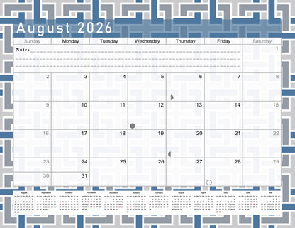 2026 - 2027 Academic Year 12 Months Student Calendar / College Planner for 3-Ring Binder, Desk or Wall -School Supplies - Made in USA -v014