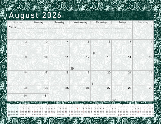2026 - 2027 Academic Year 12 Months Student Calendar / College Planner for 3-Ring Binder, Desk or Wall -School Supplies - Made in USA -v025