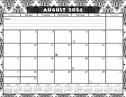 2026 - 2027 Academic Year 12 Months Student Calendar / College Planner for 3-Ring Binder, Desk or Wall -School Supplies - Made in USA - Edition #009)