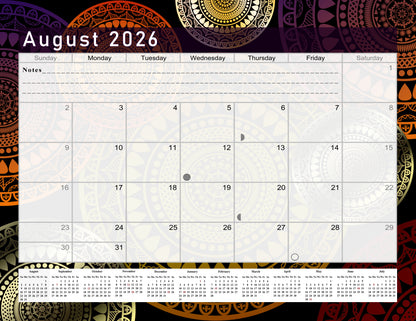 2026 - 2027 Academic Year 12 Months Student Calendar / College Planner for 3-Ring Binder, Desk or Wall -School Supplies - Made in USAl -v015