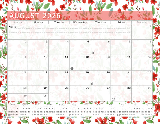 2026 - 2027 Academic Year 12 Months Student Calendar / College Planner for 3-Ring Binder, Desk or Wall -School Supplies - Made in USA (Edition #020)