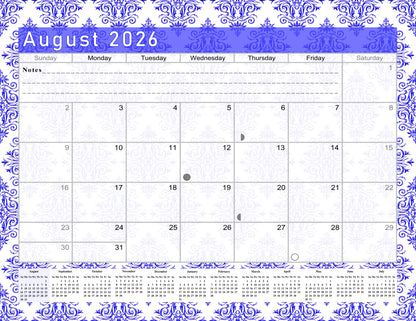 2026 - 2027 Academic Year 12 Months Student Calendar / College Planner for 3-Ring Binder, Desk or Wall -School Supplies - Made in USA -v018