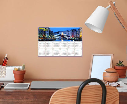 2027 Peel & Stick Calendar - Today is my Lucky Day - Removable - Nightlife on The Canal (9"x 6")