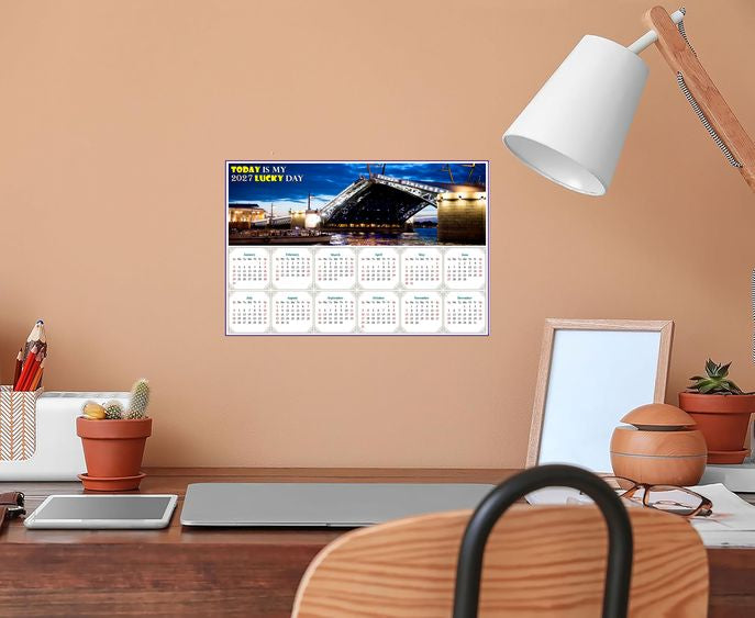 2027 Peel & Stick Calendar - Today is my Lucky Day - Removable - Night shooting (9"x 6")