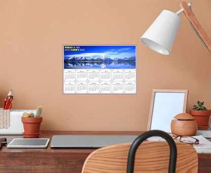 2027 Peel & Stick Calendar - Today is my Lucky Day - Removable - Jackson Lake Wyoming (9"x 6")