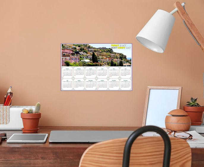 2027 Peel & Stick Calendar - Today is my Lucky Day - Removable - Italy - Taormina (9"x 6")