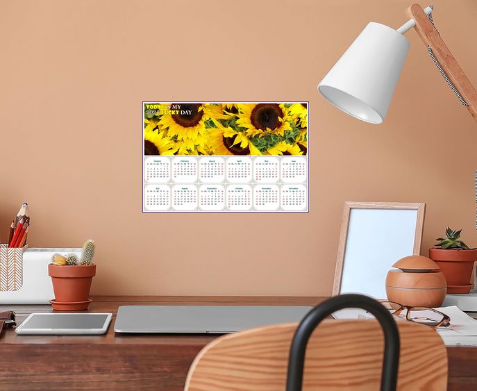 2027 Peel & Stick Calendar - Today is my Lucky Day - Removable - Sunflowers (9"x 6")