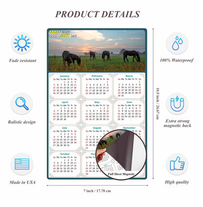 2025 Magnetic Calendar - Calendar Magnets - Today is my Lucky Day - (Fade, Tear, and Water Resistant) - Horses Themed 04