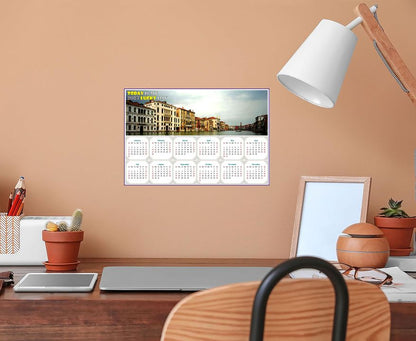 2027 Peel & Stick Calendar - Today is my Lucky Day - Removable - Venice Grand Canal (9"x 6")