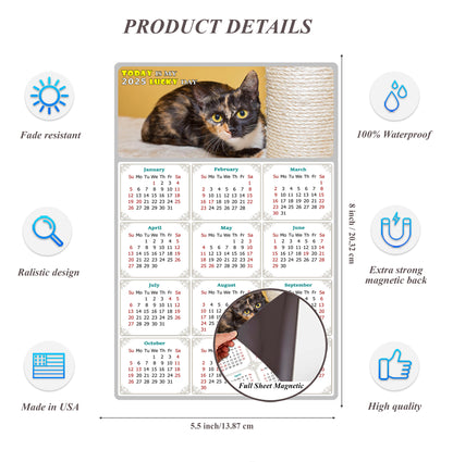 2025 Magnetic Calendar - Today is My Lucky Day (Fade, Tear, and Water Resistant)- Cat Themed 024
