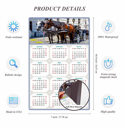 2025 Magnetic Calendar - Calendar Magnets - Today is my Lucky Day - (Fade, Tear, and Water Resistant) - Horses Themed 018